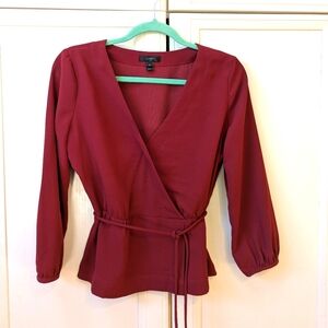 Elegant Burgundy Wrap Top